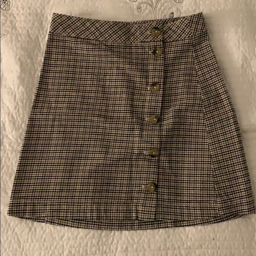 Plaid Button Bodycon Skirt